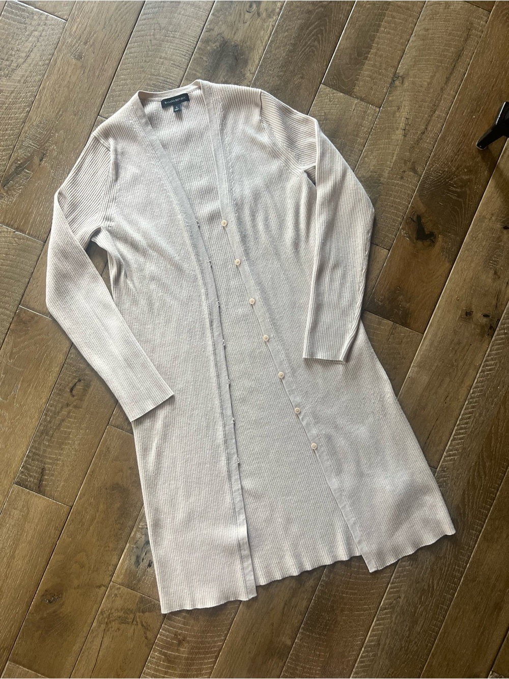 Banana Republic Long Open-Front Knit Cardigan Sweater - Cream
